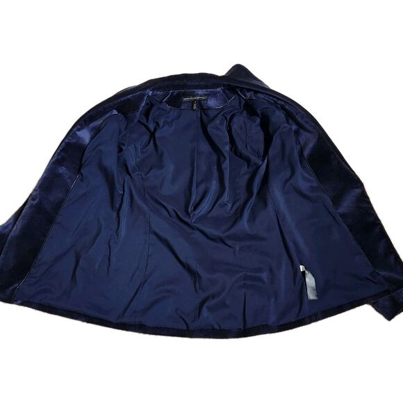 White House Black Market Navy Velvet Tuxedo Blazer Black Satin Trim Women's 2 - Picture 7 of 13